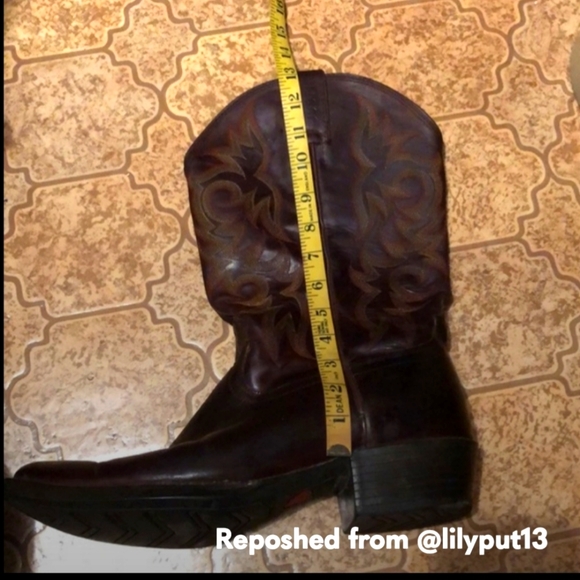 Justin Cowboy Boots Brown Tan Black Orange 12D - Picture 1 of 9
